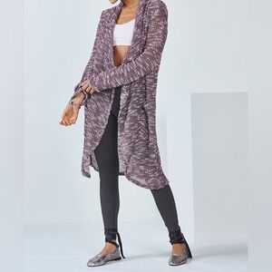 Fabletics Moscow Wrap Open Knit Duster Cardigan Sweater Purple Women's M